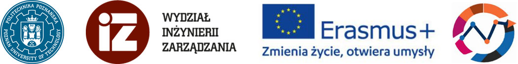 Logo Politechniki Poznańskiej, logo Wydziału Inżynierii Zarządzania, logo Unii Europejskiej, logo ErgoDesign