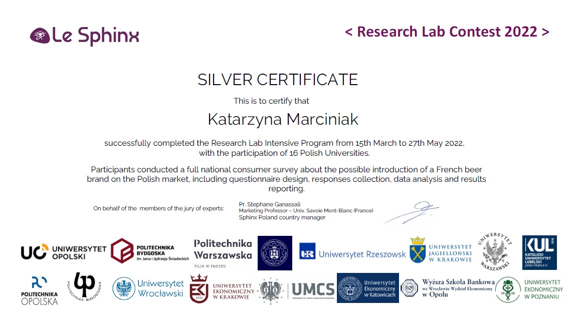 certyfikat Marciniak
