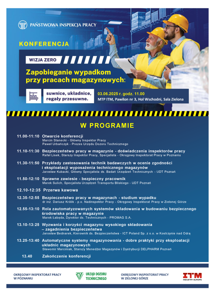 Program Konferencji Państwowej Inspekcji Pracy "Zapobieganie wypadkom przy pracach magazynowych"