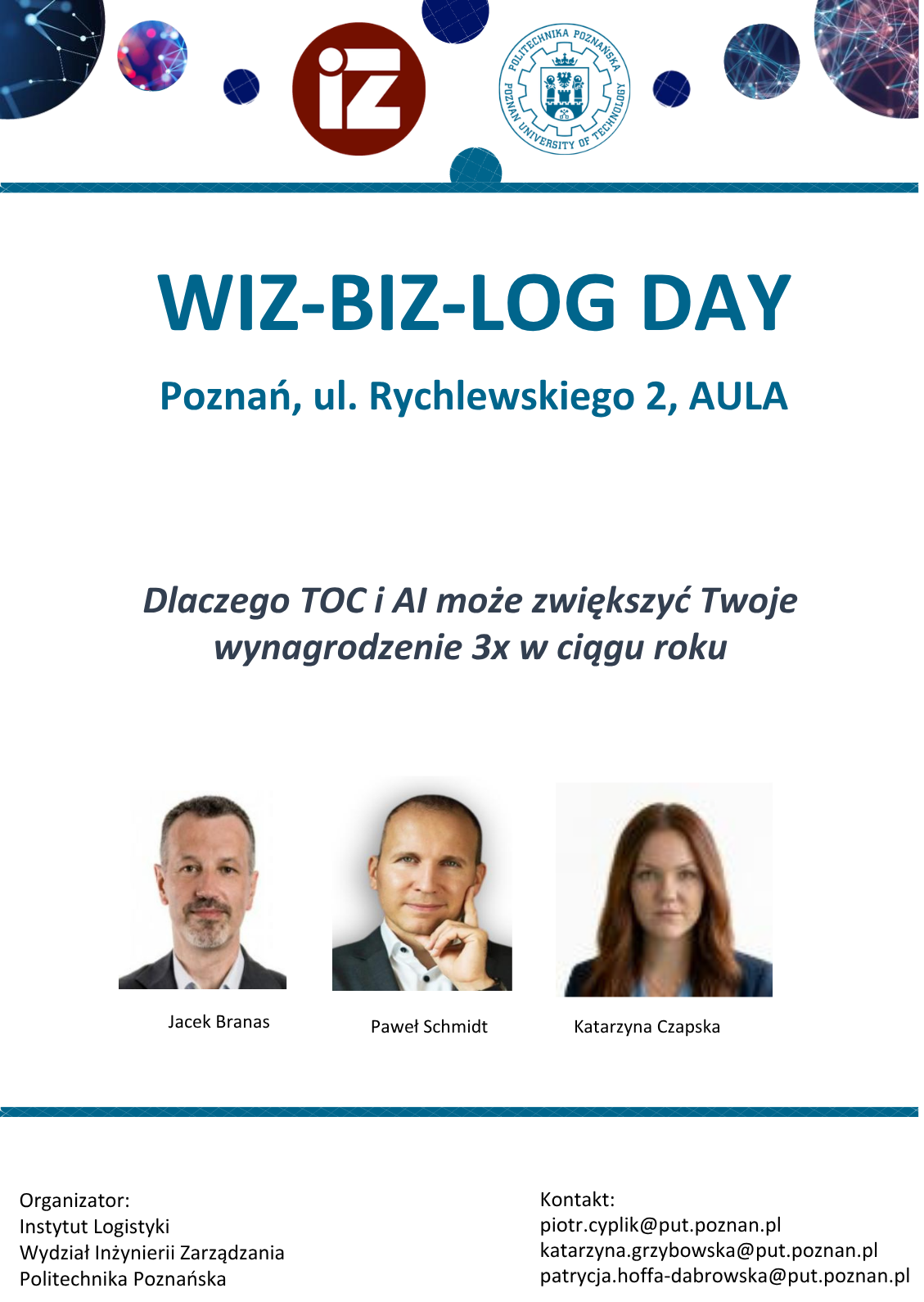 plakat informujący o kolejnej edycji WIZ-BIZ-LOG day