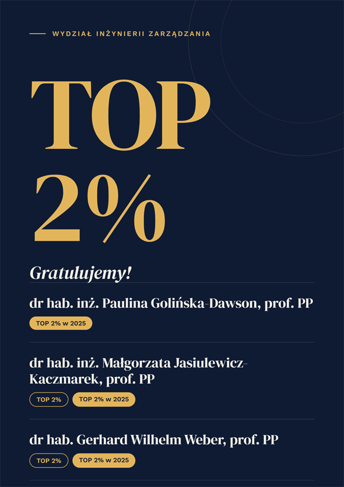 Na granatowym tle złoty napis TOP 2%