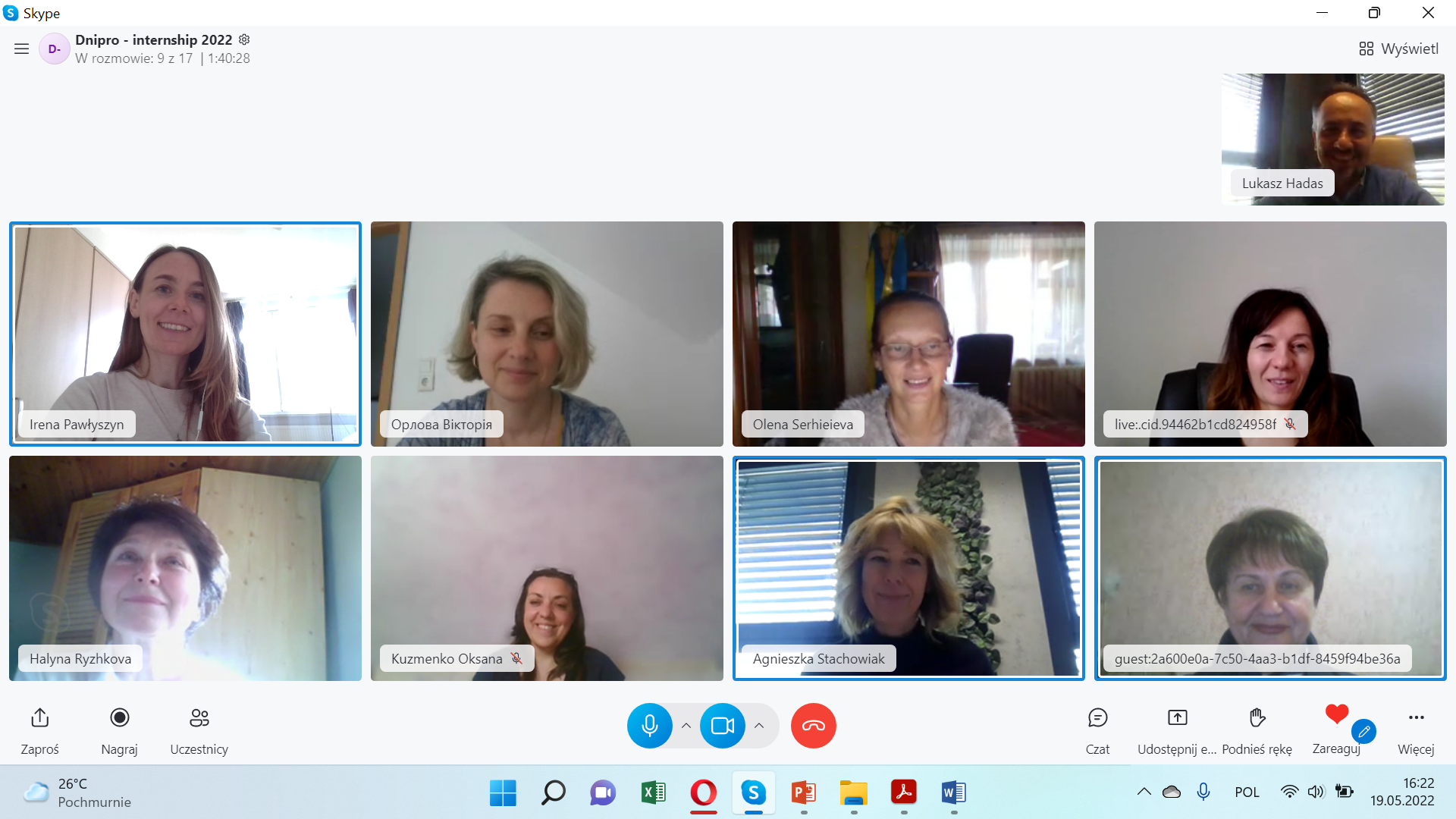 Ekran aplikacji Skype ze spotkania.