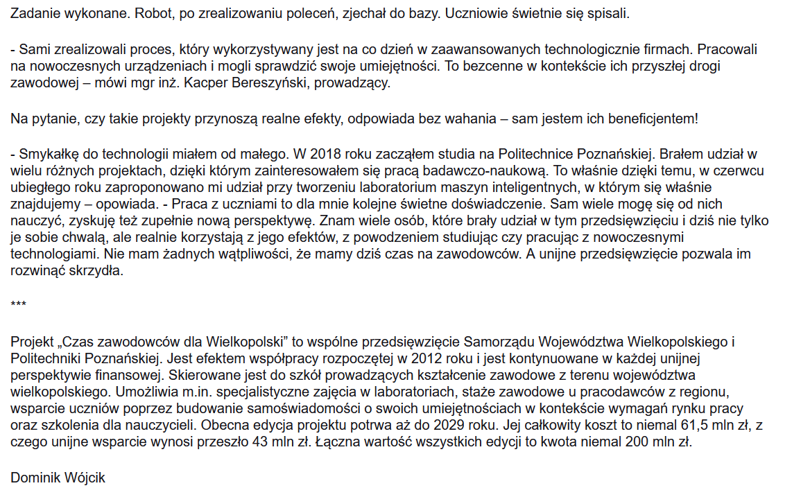 artykuł "Najlepszy czas dla zawodowców" - cz. 6