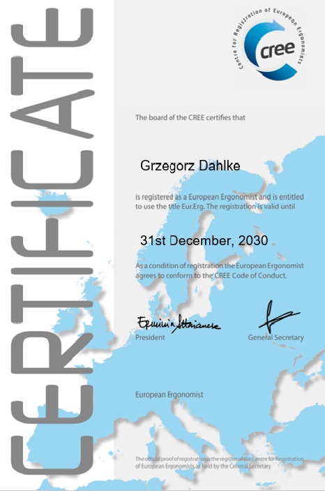 certyfikat G.Dahlke