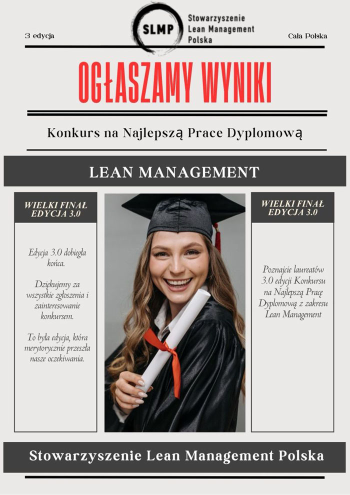 Plakat promujący konkurs prac dyplomowych z lean management