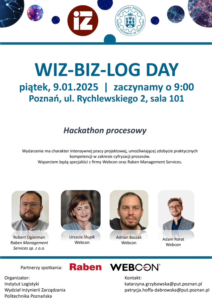 Plakat promujący WIZ-BIZ-LOG DAY 