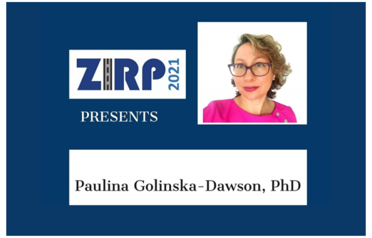Grafika przedstawiająca dr hab. inż. Paulinę Golińską-Dawson i temat wystąpienia na ZIRP