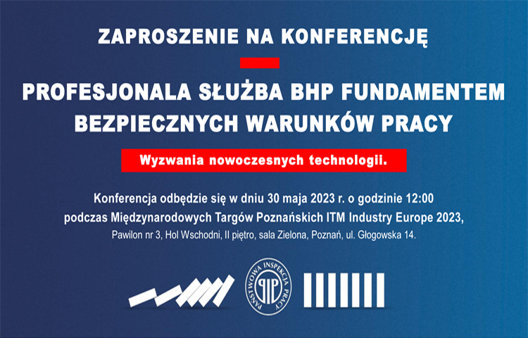 Grafika "Zaproszenie na konferencję - Profesjonalna służba BHP fundamentem bezpiecznych warunków pracy..