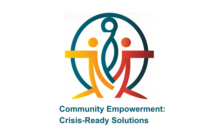 logo na białym tle z podpisem na dole "Community Empowerment: Crisis-Ready Solutions"