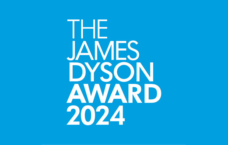Grafika na turkusowym tle napis The James Dyson Award 2024
