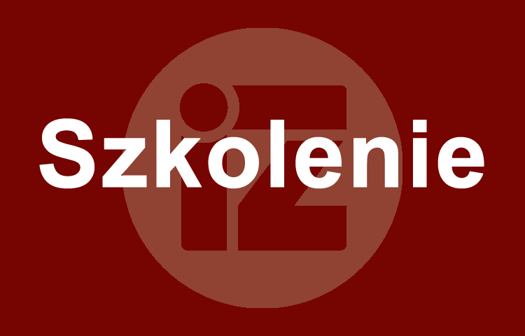 Grafika na brązowym tle z logo Wydziału Inżynierii Zarządzania napis "Szkolenie"