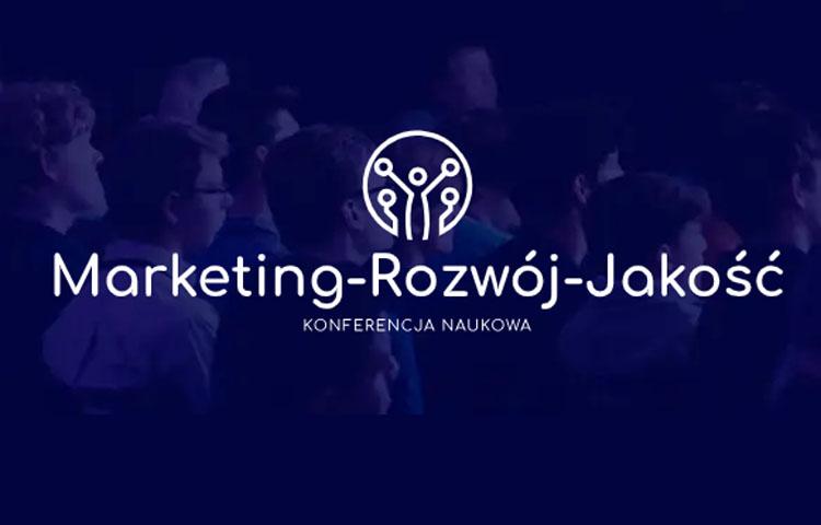 kafelek na niebieskim tle po środku logo konferencji, pod spodem napis Marketing Rozwój Jakość konferencja naukowa