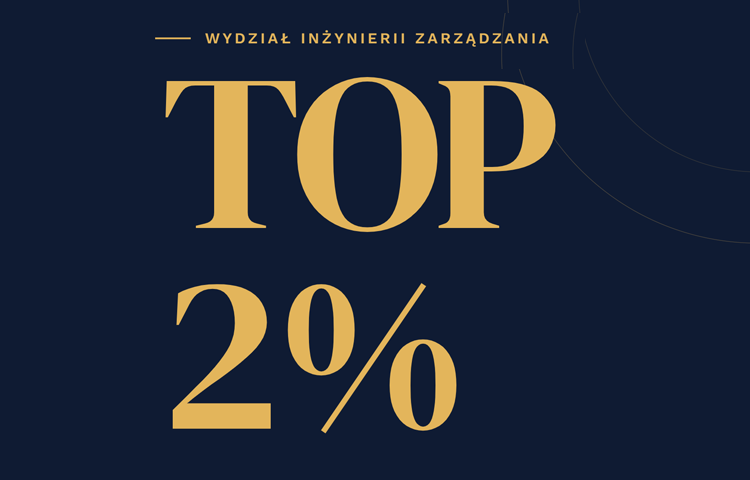 Na granatowym tle złoty napis TOP 2%
