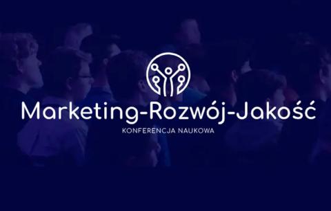 kafelek na niebieskim tle po środku logo konferencji, pod spodem napis Marketing Rozwój Jakość konferencja naukowa
