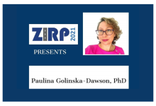 Grafika przedstawiająca dr hab. inż. Paulinę Golińską-Dawson i temat wystąpienia na ZIRP