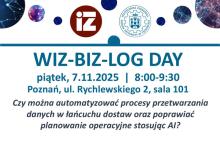 Kafelek z zaproszeniem na kolejne wydarzenie z serii WIZ-BIZ LOG DAY, które odbędzie się 7.11.2025 w sali 101.