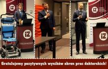 Grafika przedstawiająca wizerunek trzech nowych doktorów WIZ: Krzysztofa Zająca, Damiana Dubisza oraz Andrzeja Migasa